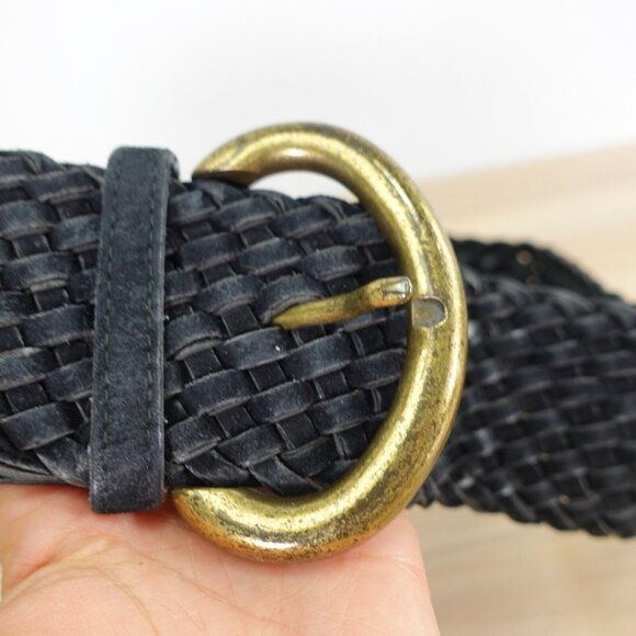 VINTAGE Braided Belt Womens Small Leather Chunky Waist Dress Suede 90s USA OMEGA - Picture 5 of 16